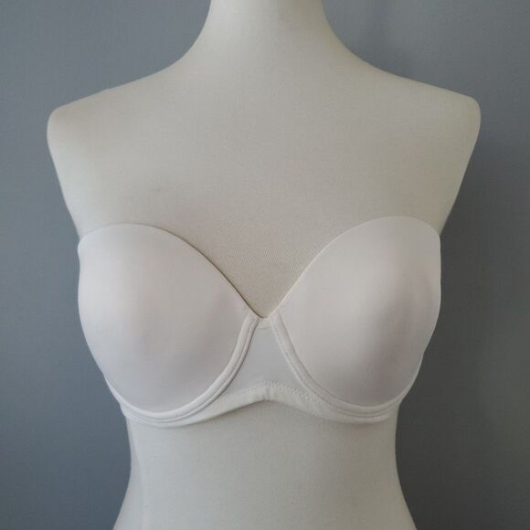 Victoria's Secret White Body By Victoria Strapless Multi Way Bra Womens 34C VTG - Picture 1 of 9
